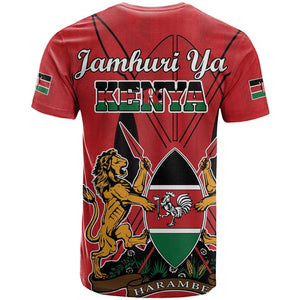 Kenya T shirt Coat Of Arms With Kente Patterns