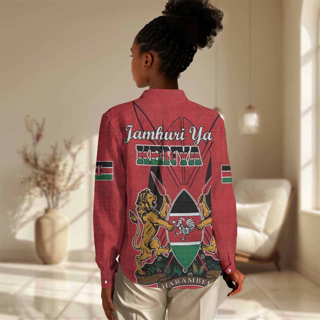 Kenya Women Casual Shirt Coat Of Arms With Kente Patterns LT18