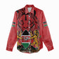Kenya Women Casual Shirt Coat Of Arms With Kente Patterns LT18