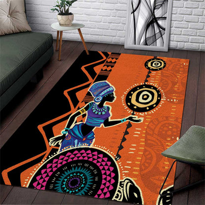 African Woman In Ethnic Dress Area Rug Ethnic Geometric Patterns