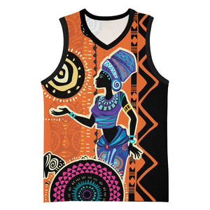 African Woman In Ethnic Dress Basketball Jersey Ethnic Geometric Patterns - African Pride