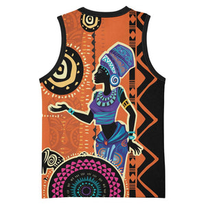 African Woman In Ethnic Dress Basketball Jersey Ethnic Geometric Patterns - African Pride
