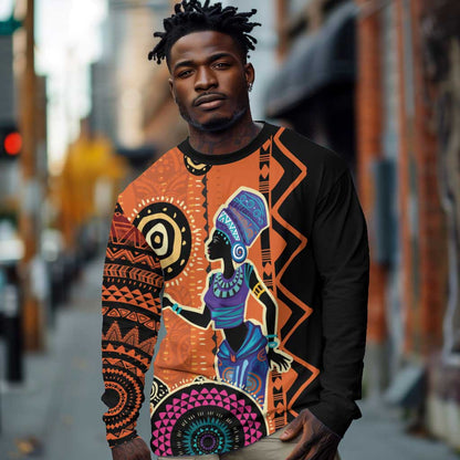 African Woman In Ethnic Dress Long Sleeve Shirt Ethnic Geometric Patterns LT18