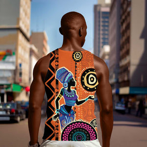 African Woman In Ethnic Dress Men Tank Top Ethnic Geometric Patterns