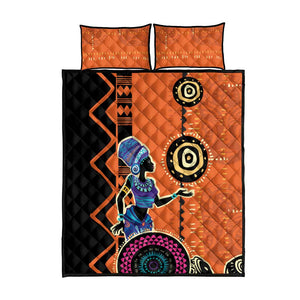 African Woman In Ethnic Dress Quilt Bed Set Ethnic Geometric Patterns