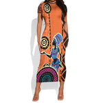 African Woman In Ethnic Dress Short Sleeve Bodycon Dress Ethnic Geometric Patterns LT18
