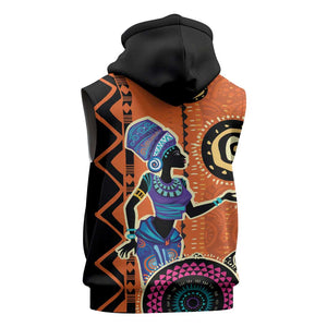 African Woman In Ethnic Dress Sleeveless Hoodie Ethnic Geometric Patterns - African Pride