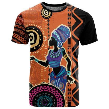 African Woman In Ethnic Dress T shirt Ethnic Geometric Patterns