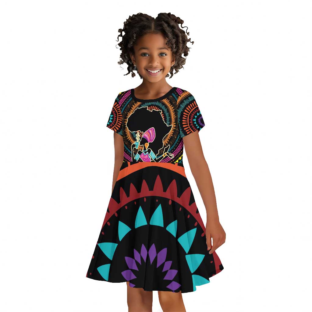 Personalized Africa Kid Short Sleeve Dress Beautiful Black Woman