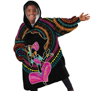 Personalized Africa KId Wearable Blanket Hoodie Beautiful Black Woman