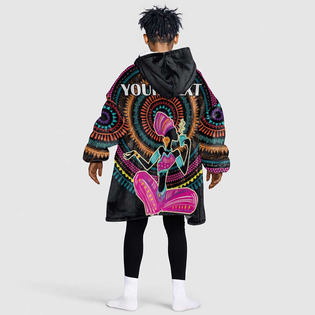 Personalized Africa KId Wearable Blanket Hoodie Beautiful Black Woman