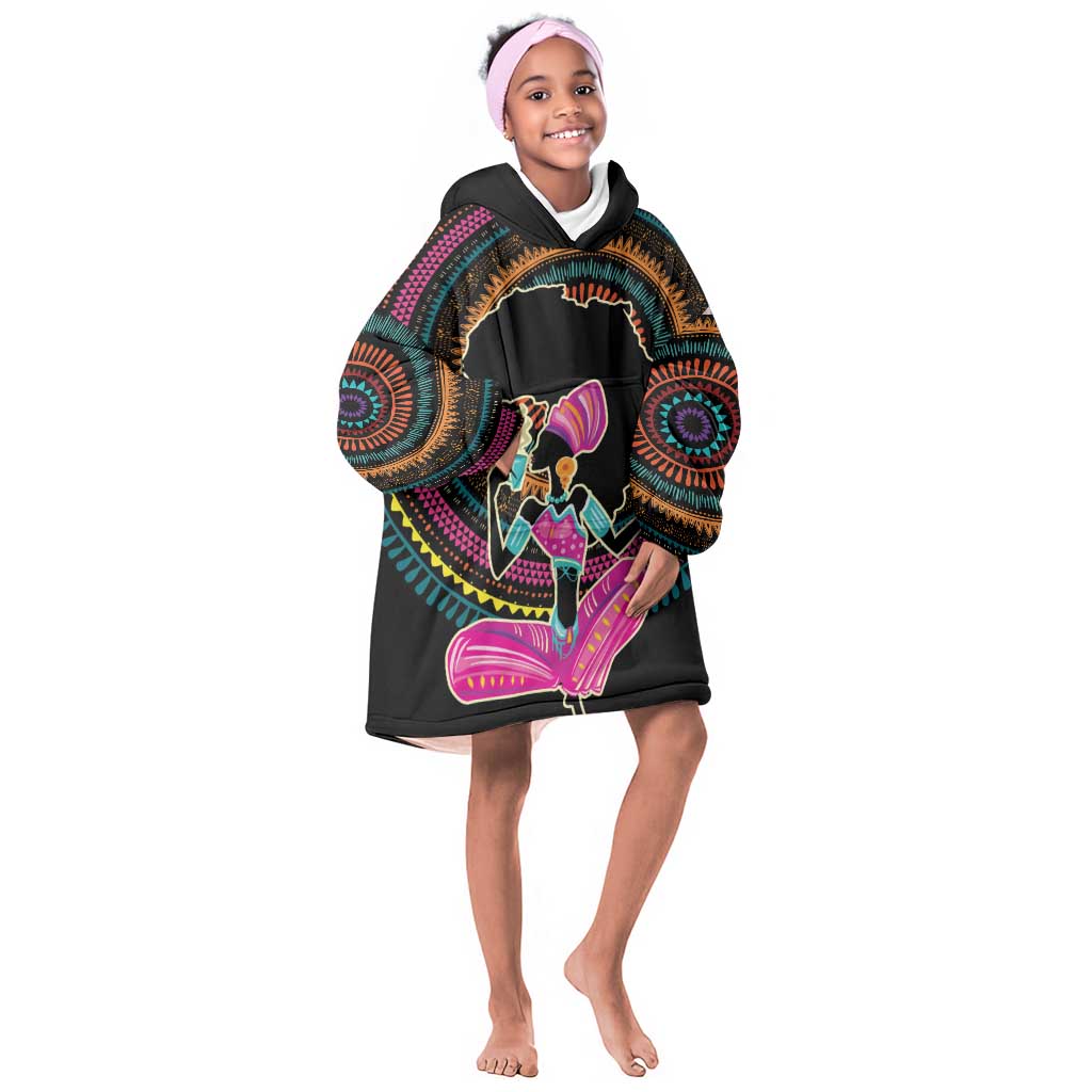 Personalized Africa KId Wearable Blanket Hoodie Beautiful Black Woman