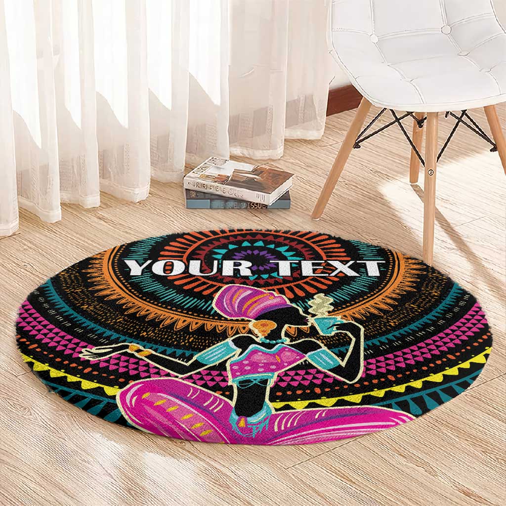 Personalized Africa Round Carpet Beautiful Black Woman