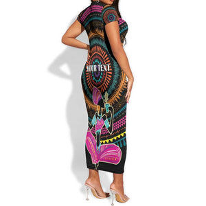 Personalized Africa Short Sleeve Bodycon Dress Beautiful Black Woman LT18
