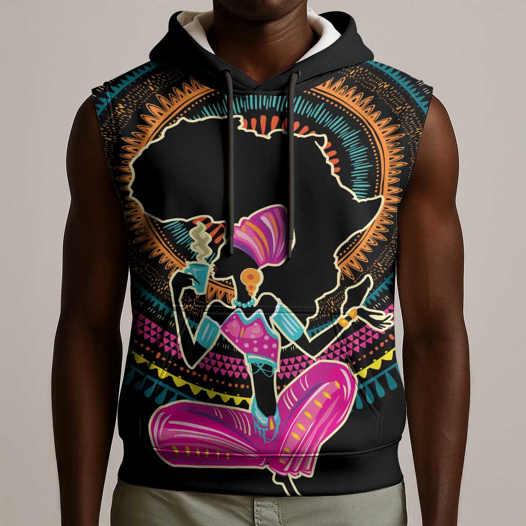 Personalized Africa Sleeveless Hoodie Beautiful Black Woman - African Pride