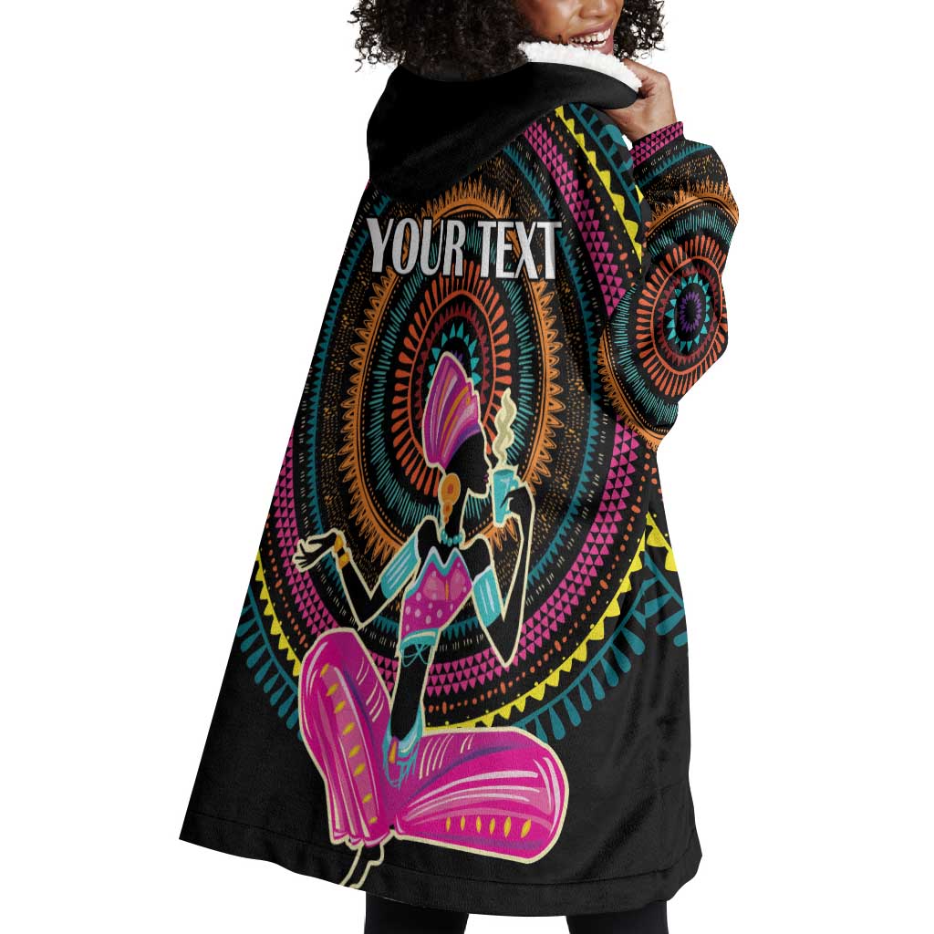 Personalized Africa Wearable Blanket Hoodie Beautiful Black Woman