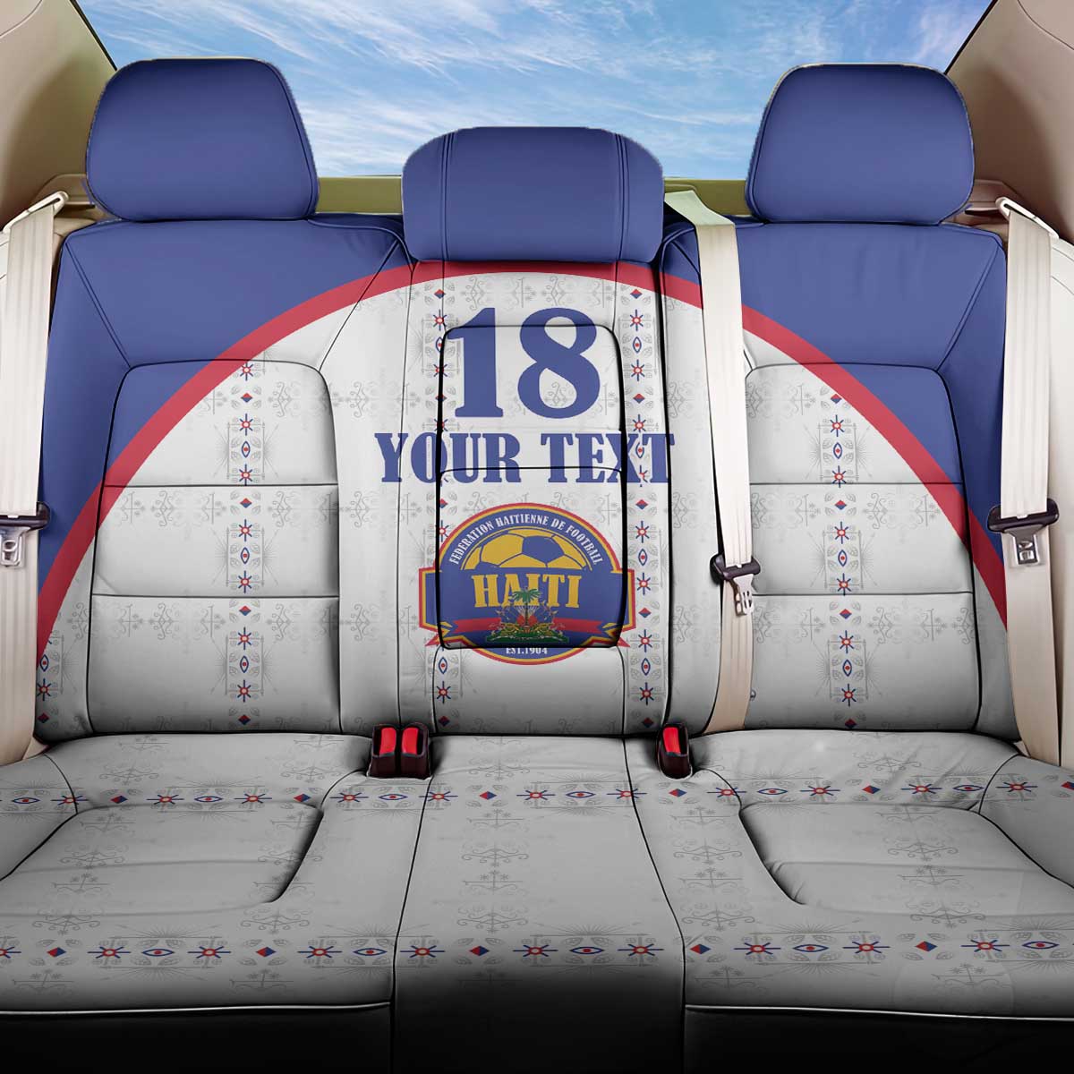 Custom Afro-Haitians Football Pride Back Car Seat Cover Les Grenadiers Veve Vodou White Version - African Pride