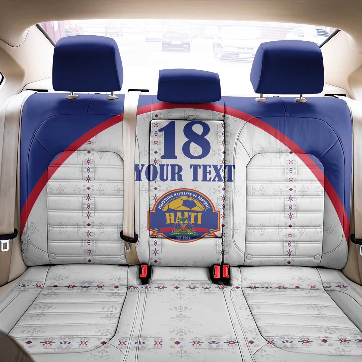 Custom Afro-Haitians Football Pride Back Car Seat Cover Les Grenadiers Veve Vodou White Version - African Pride