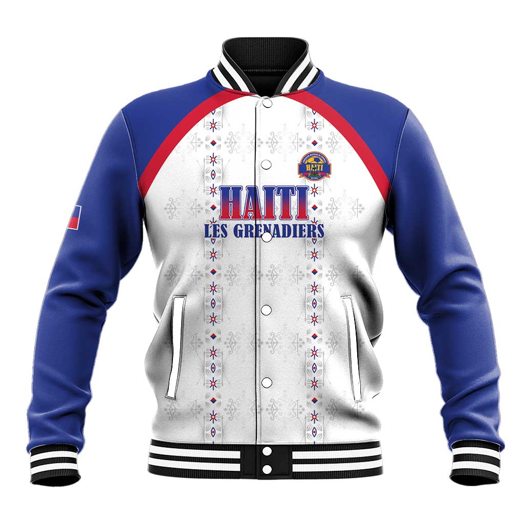 Custom Afro-Haitians Football Pride Baseball Jacket Les Grenadiers Veve Vodou White Version - African Pride