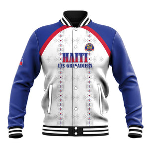 Custom Afro-Haitians Football Pride Baseball Jacket Les Grenadiers Veve Vodou White Version - African Pride
