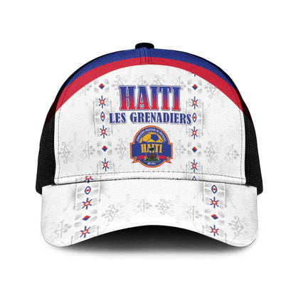 Afro-Haitians Football Pride Baseball Net Cap Les Grenadiers Veve Vodou White Version - African Pride