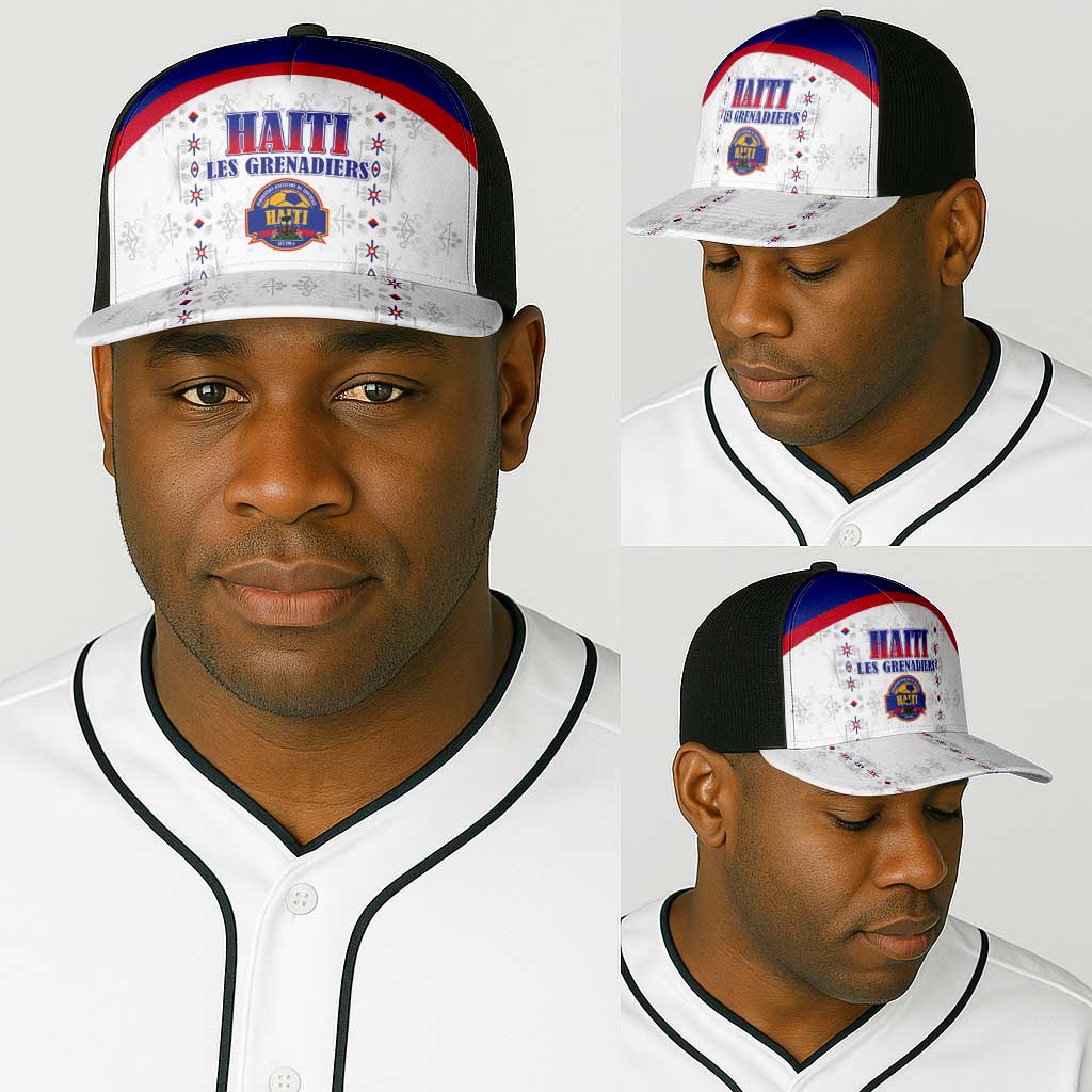 Afro-Haitians Football Pride Baseball Net Cap Les Grenadiers Veve Vodou White Version - African Pride