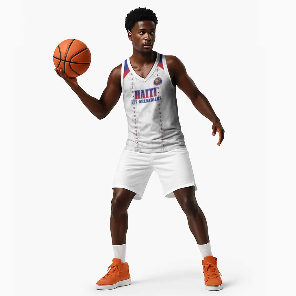 Custom Afro-Haitians Football Pride Basketball Jersey Les Grenadiers Veve Vodou White Version - African Pride