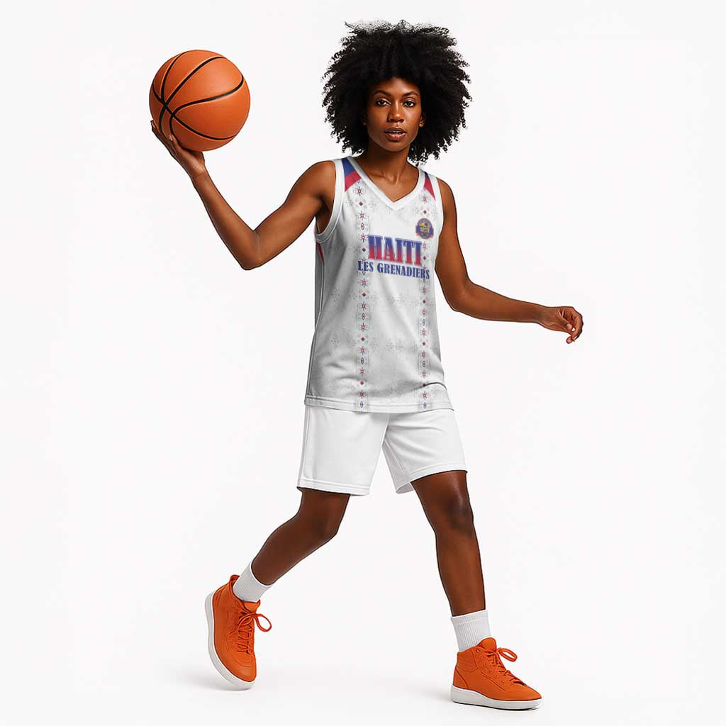 Custom Afro-Haitians Football Pride Basketball Jersey Les Grenadiers Veve Vodou White Version - African Pride