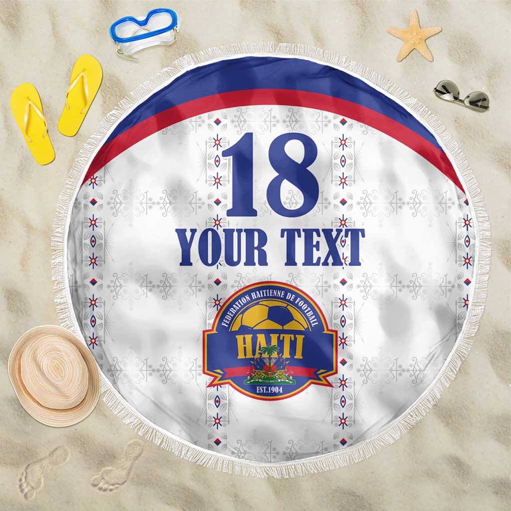 Custom Afro-Haitians Football Pride Beach Blanket Les Grenadiers Veve Vodou White Version - African Pride