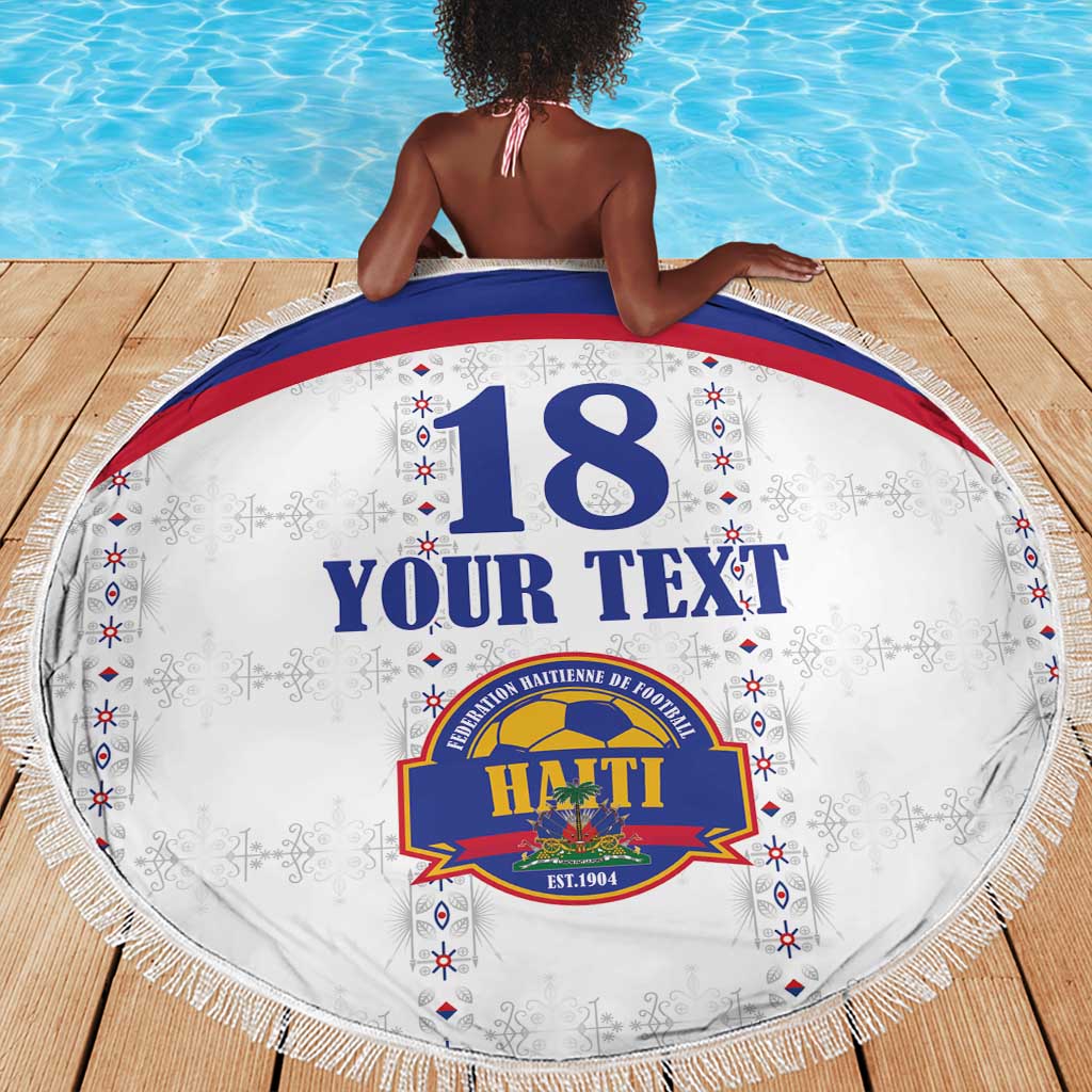 Custom Afro-Haitians Football Pride Beach Blanket Les Grenadiers Veve Vodou White Version - African Pride