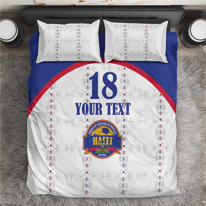 Custom Afro-Haitians Football Pride Bedding Set Les Grenadiers Veve Vodou White Version - African Pride