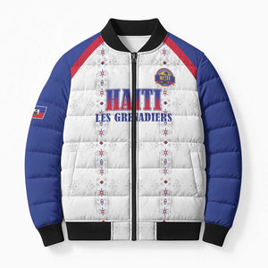 Custom Afro-Haitians Football Pride Bomber Puffer Jacket Les Grenadiers Veve Vodou White Version