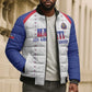 Custom Afro-Haitians Football Pride Bomber Puffer Jacket Les Grenadiers Veve Vodou White Version