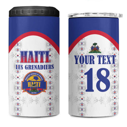 Custom Afro-Haitians Football Pride 4 in 1 Can Cooler Tumbler Les Grenadiers Veve Vodou White Version - African Pride