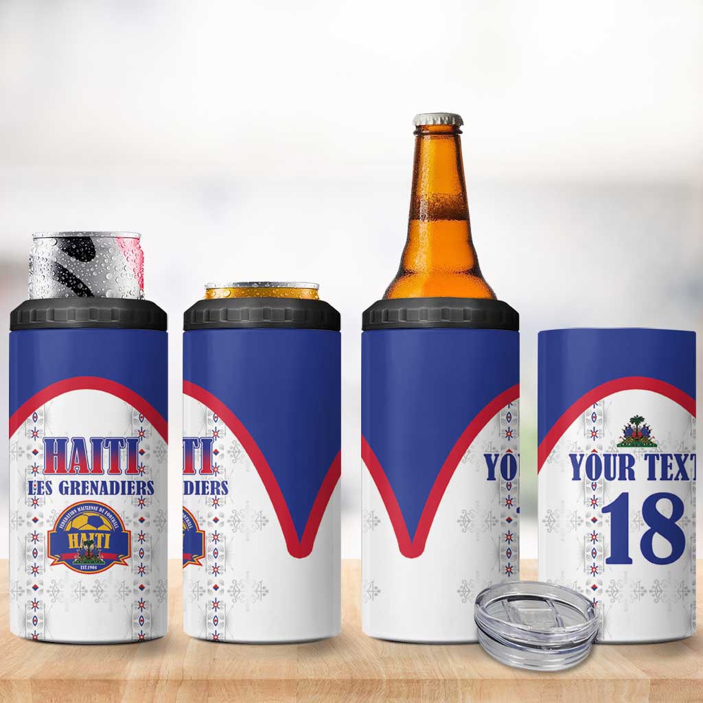 Custom Afro-Haitians Football Pride 4 in 1 Can Cooler Tumbler Les Grenadiers Veve Vodou White Version - African Pride