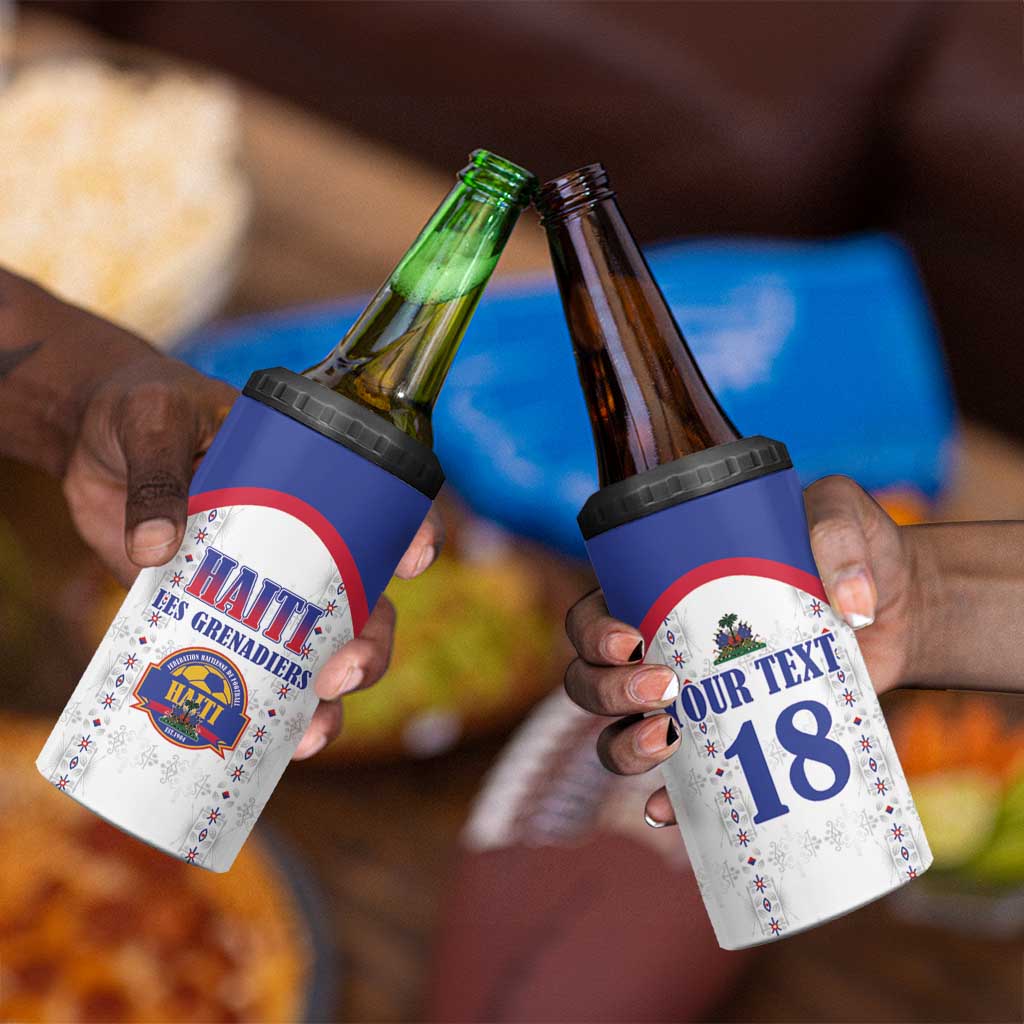 Custom Afro-Haitians Football Pride 4 in 1 Can Cooler Tumbler Les Grenadiers Veve Vodou White Version - African Pride