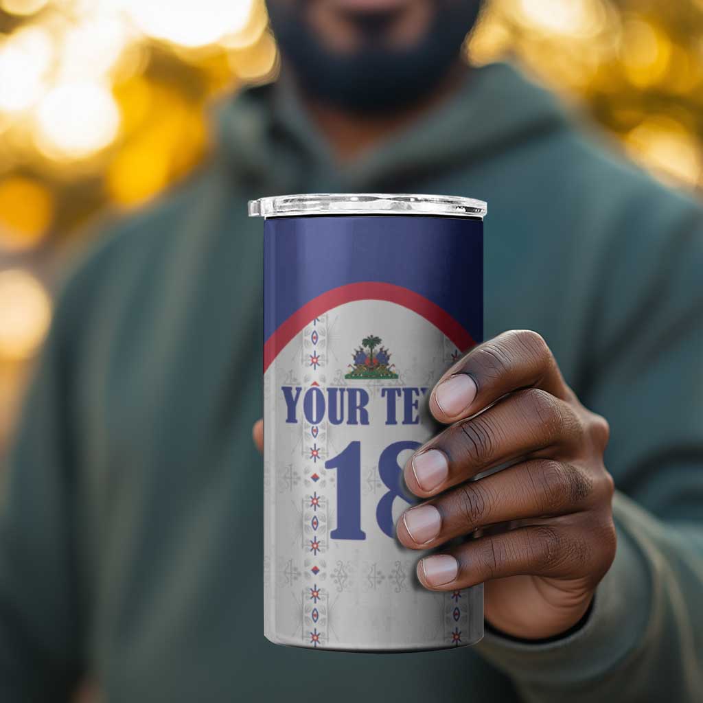 Custom Afro-Haitians Football Pride 4 in 1 Can Cooler Tumbler Les Grenadiers Veve Vodou White Version - African Pride