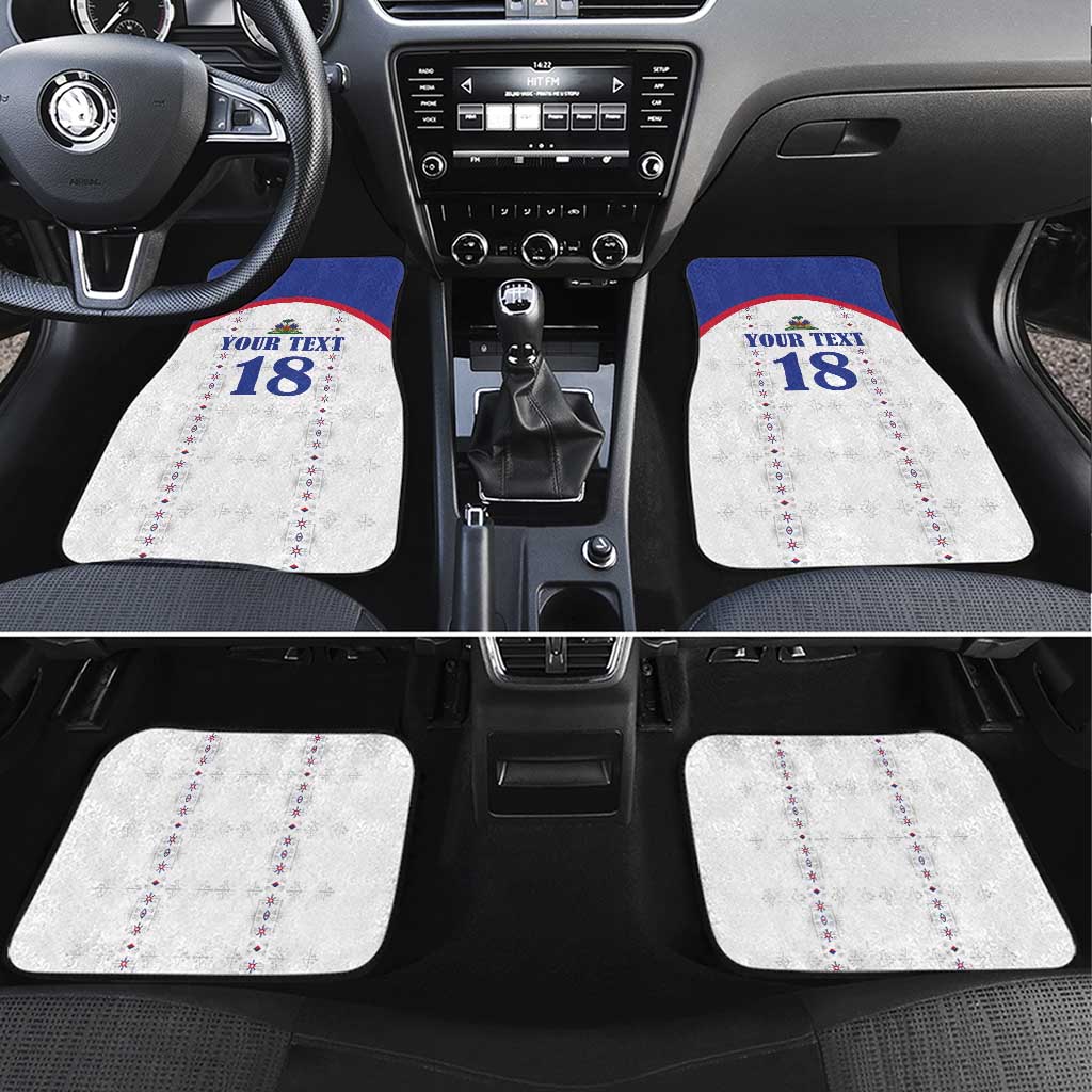 Custom Afro-Haitians Football Pride Car Mats Les Grenadiers Veve Vodou White Version - African Pride