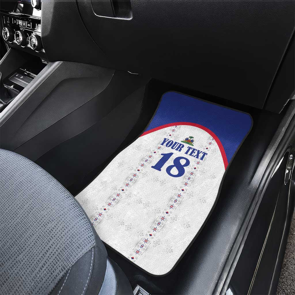 Custom Afro-Haitians Football Pride Car Mats Les Grenadiers Veve Vodou White Version - African Pride