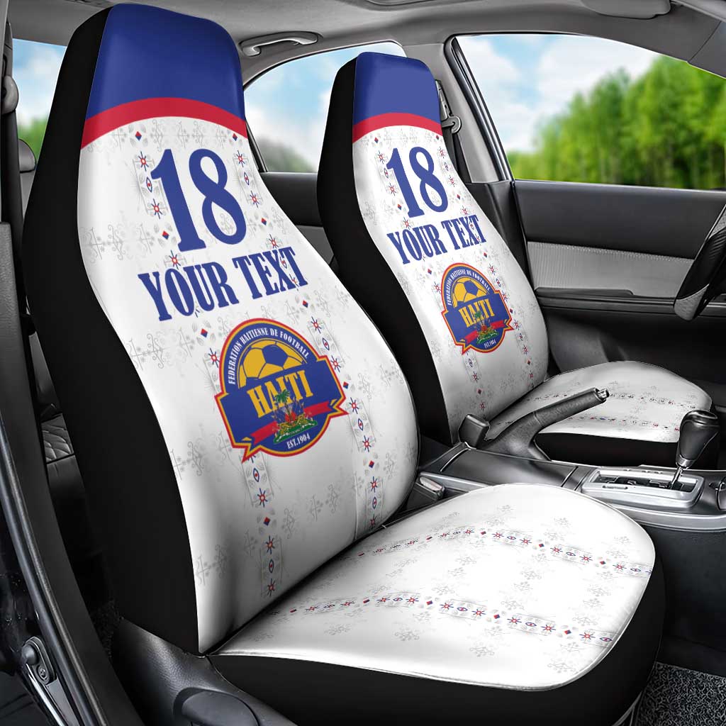 Custom Afro-Haitians Football Pride Car Seat Cover Les Grenadiers Veve Vodou White Version - African Pride