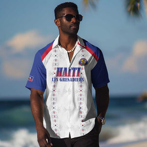 Custom Afro-Haitians Football Pride Hawaiian Shirt Les Grenadiers Veve Vodou White Version - African Pride
