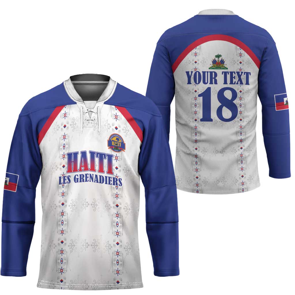 Custom Afro-Haitians Football Pride Hockey Jersey Les Grenadiers Veve Vodou White Version