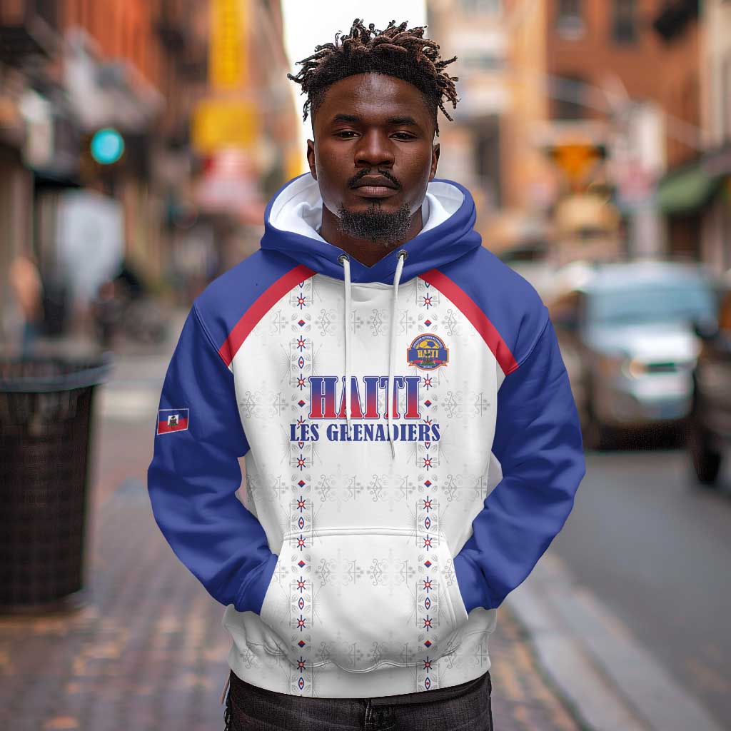 Custom Afro-Haitians Football Pride Hoodie Les Grenadiers Veve Vodou White Version - African Pride