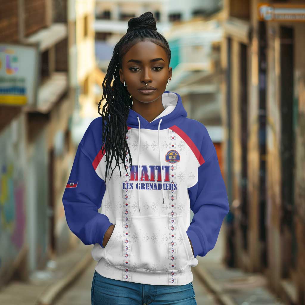Custom Afro-Haitians Football Pride Hoodie Les Grenadiers Veve Vodou White Version - African Pride