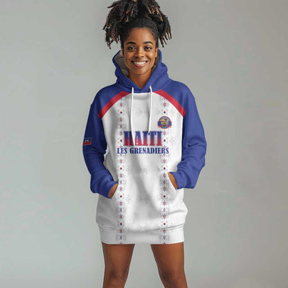Custom Afro-Haitians Football Pride Hoodie Dress Les Grenadiers Veve Vodou White Version - African Pride