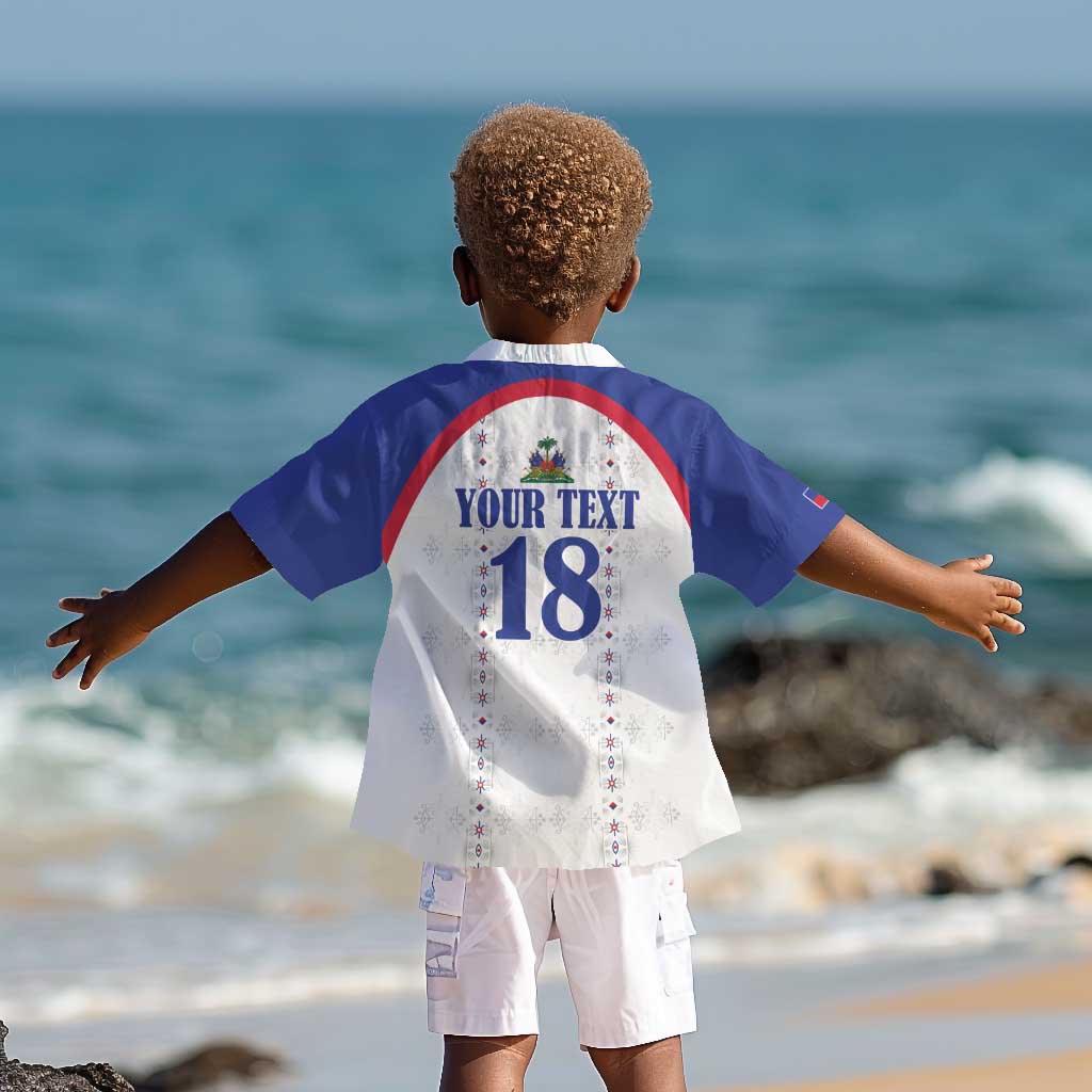 Custom Afro-Haitians Football Pride Kid Hawaiian Shirt Les Grenadiers Veve Vodou White Version - African Pride