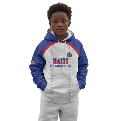 Custom Afro-Haitians Football Pride Kid Hoodie Les Grenadiers Veve Vodou White Version - African Pride