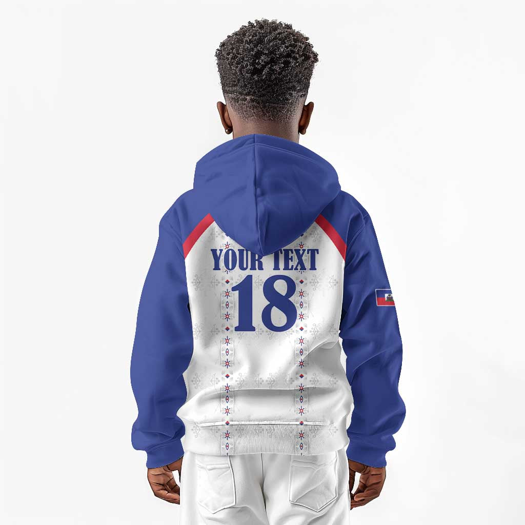 Custom Afro-Haitians Football Pride Kid Hoodie Les Grenadiers Veve Vodou White Version - African Pride