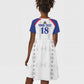 Custom Afro-Haitians Football Pride Kid Short Sleeve Dress Les Grenadiers Veve Vodou White Version - African Pride