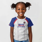 Custom Afro-Haitians Football Pride Kid T shirt Les Grenadiers Veve Vodou White Version - African Pride